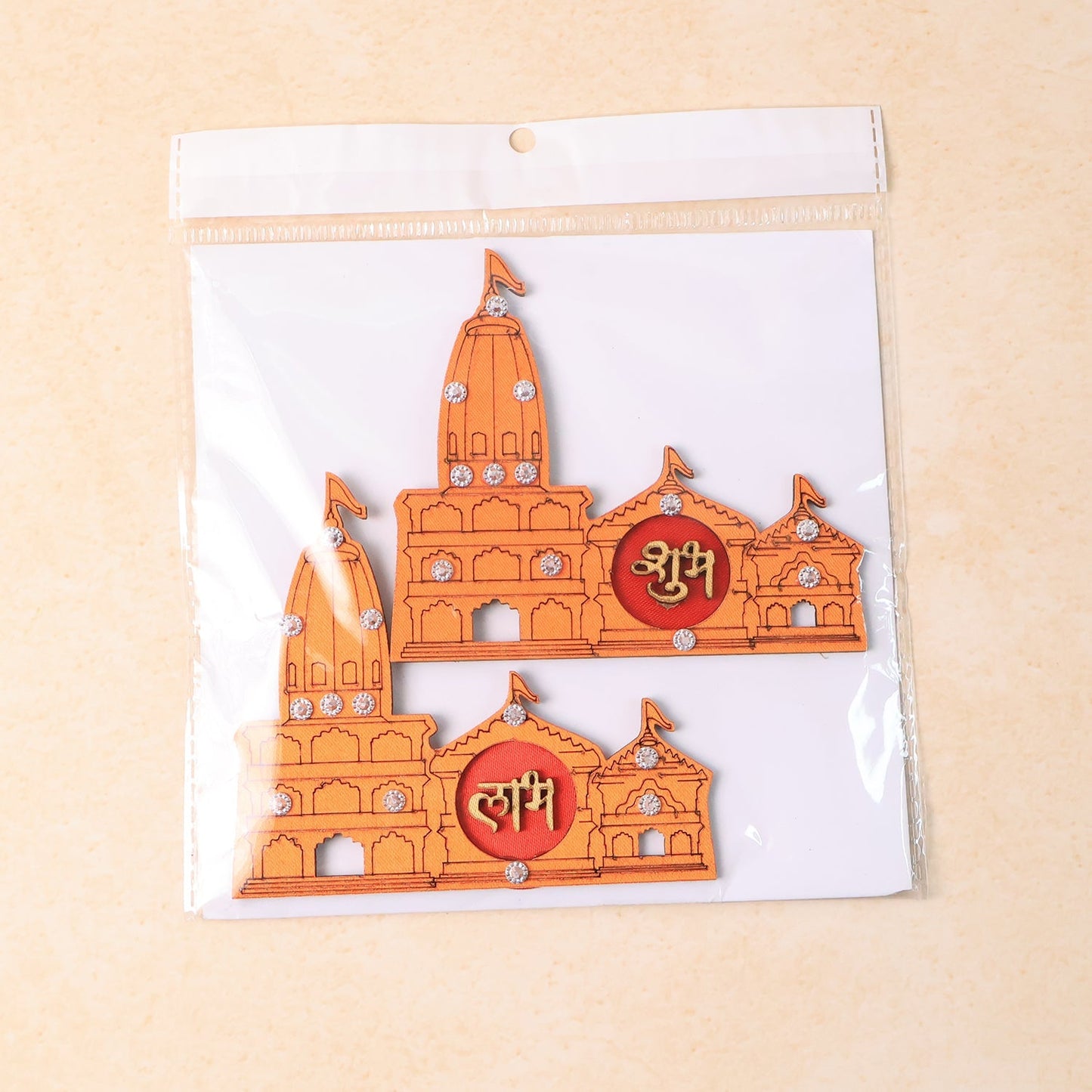 Shubh Labh Ram Temple / Mandir Design Decorative Wall Sticker (2 Pc)