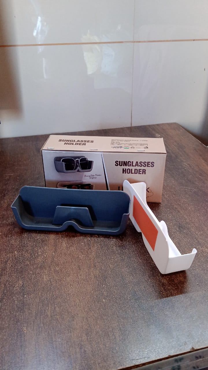 Wall Mount Sunglass Organizer Simple Space Saving Glasses Storage Box Eyewear Stand Holder for Showcase Bedroom Apartment With 2 pc Double Sided Adhesive Sticker (2 Pcs Set)