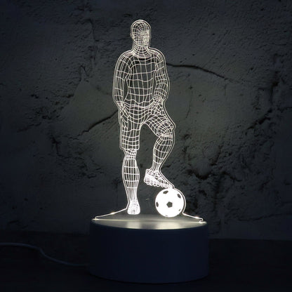 3D Illusion LED Night Lamp with Football Player Design