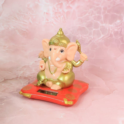 Decorative Medium Lord Ganesh Idol Decorative Statue with Solar-Powered Base (1 Pc)