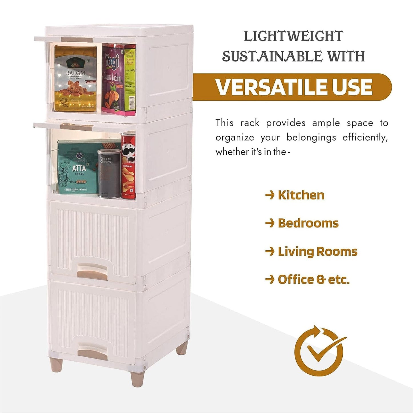 Multi-Purpose 5-Layer Plastic Storage Drawer Cabinet for Home and Office