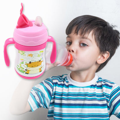 Vacuum Stainless Steel Water Bottle With Carry Handle & Straw Fridge Water Bottle Double Wall, Leak Proof, Rust Proof, Cold &amp; Hot | Leak Proof | Office Bottle | Gym | Home | Kitchen | Hiking | Trekking | Travel Bottle, Tumbler (280 ML)