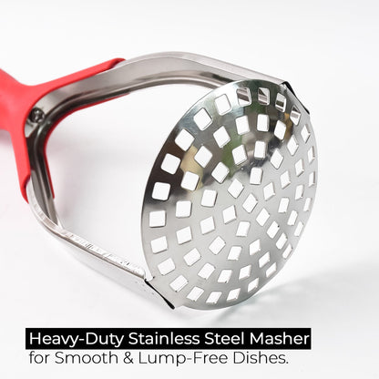 Supermom Kitchen Food Masher | Heavy Duty Masher for Fruits, Veggies & Potatoes | Soft Grip Handle (1 Pc)