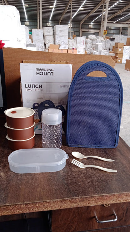 Steel Lunch Box Set (4 pcs, Black)