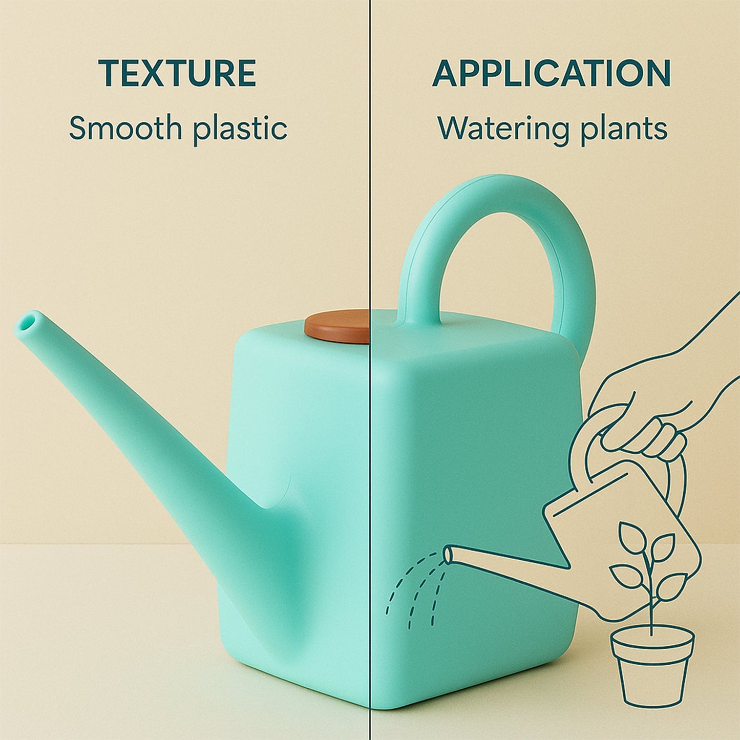 2 Litre Heavy-Duty Plastic Gardening Watering Can with Long Spout & Ergonomic Handle