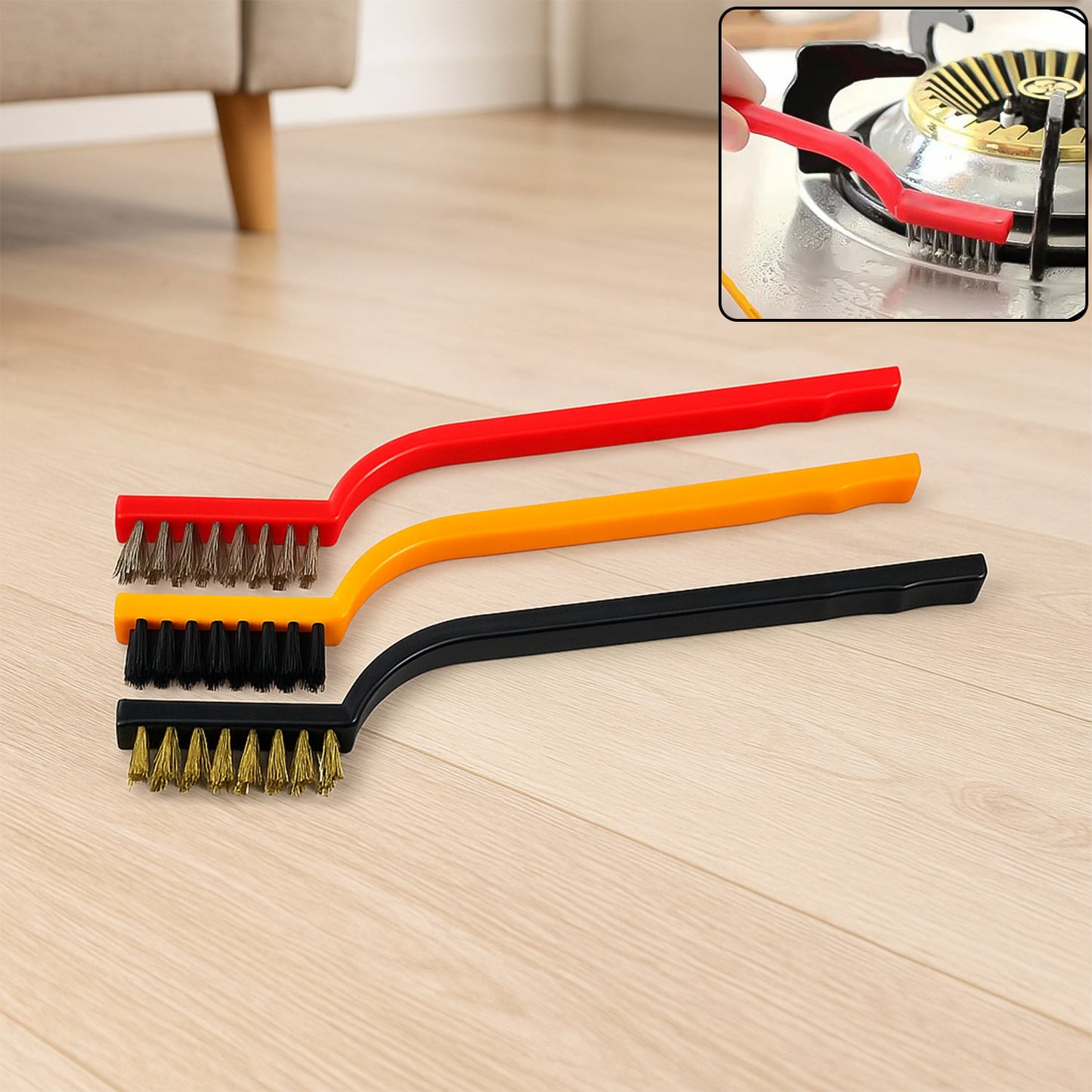 3-Piece Mini Wire Brush Set: Tackle Tough Cleaning Jobs (Multi-Material)
