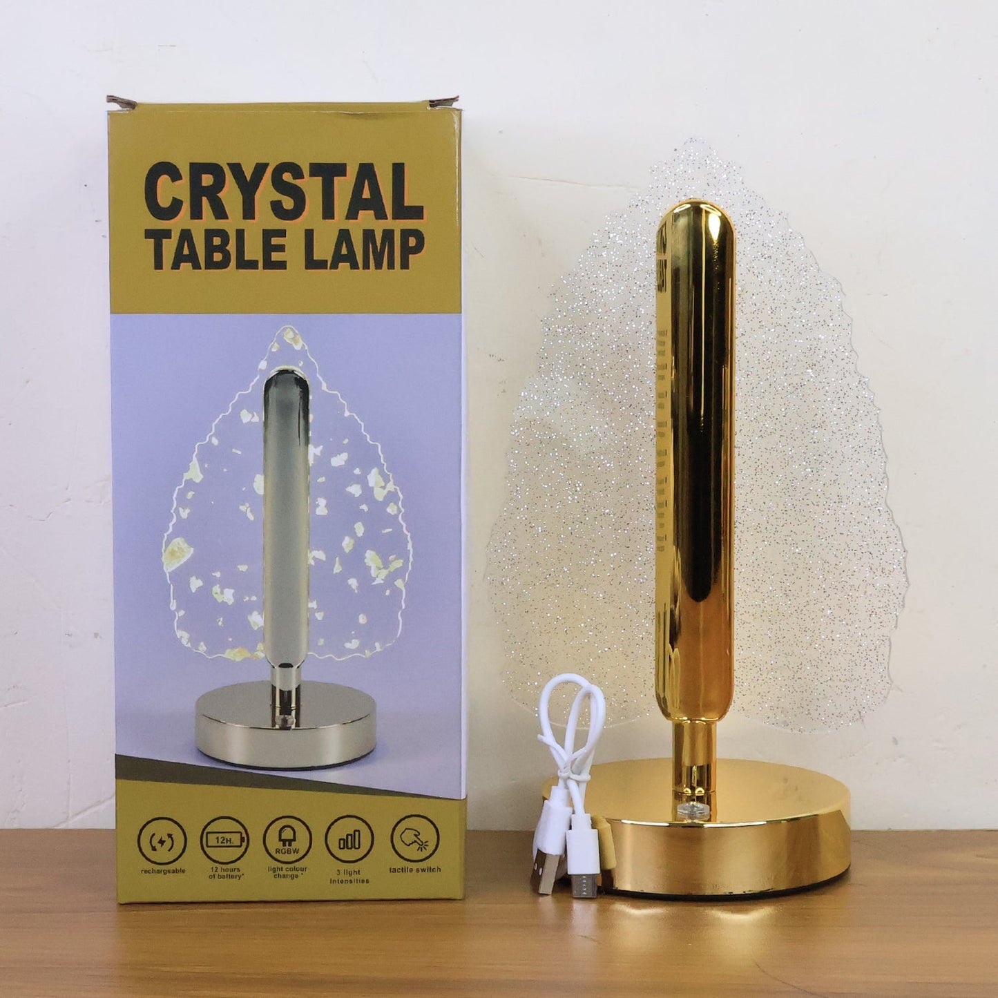 Premium LED Crystal Table Lamp with USB Power