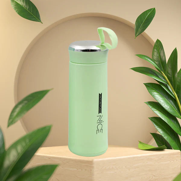 Water bottle 400ml leak proof, glass water bottle with daily water intake for gym and children, Nice Bottle (1 pc / Light Green Color)