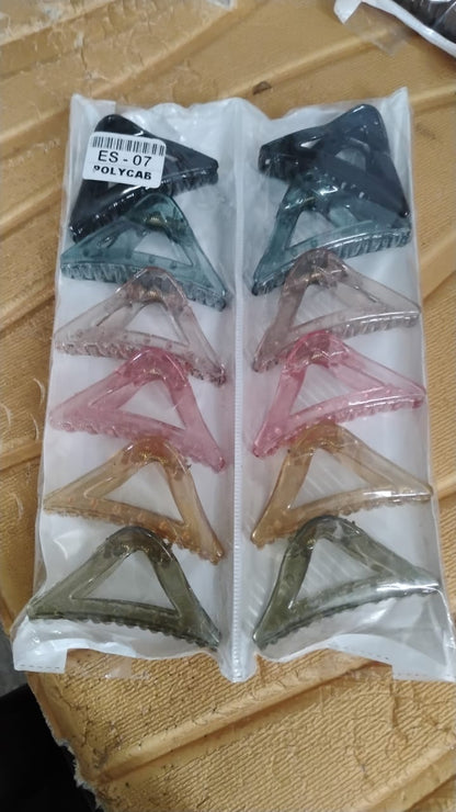 Triangle Shape Mix Color Plastic Hair Claw Clip – 12 Pc Durable Grip for Women and Girls