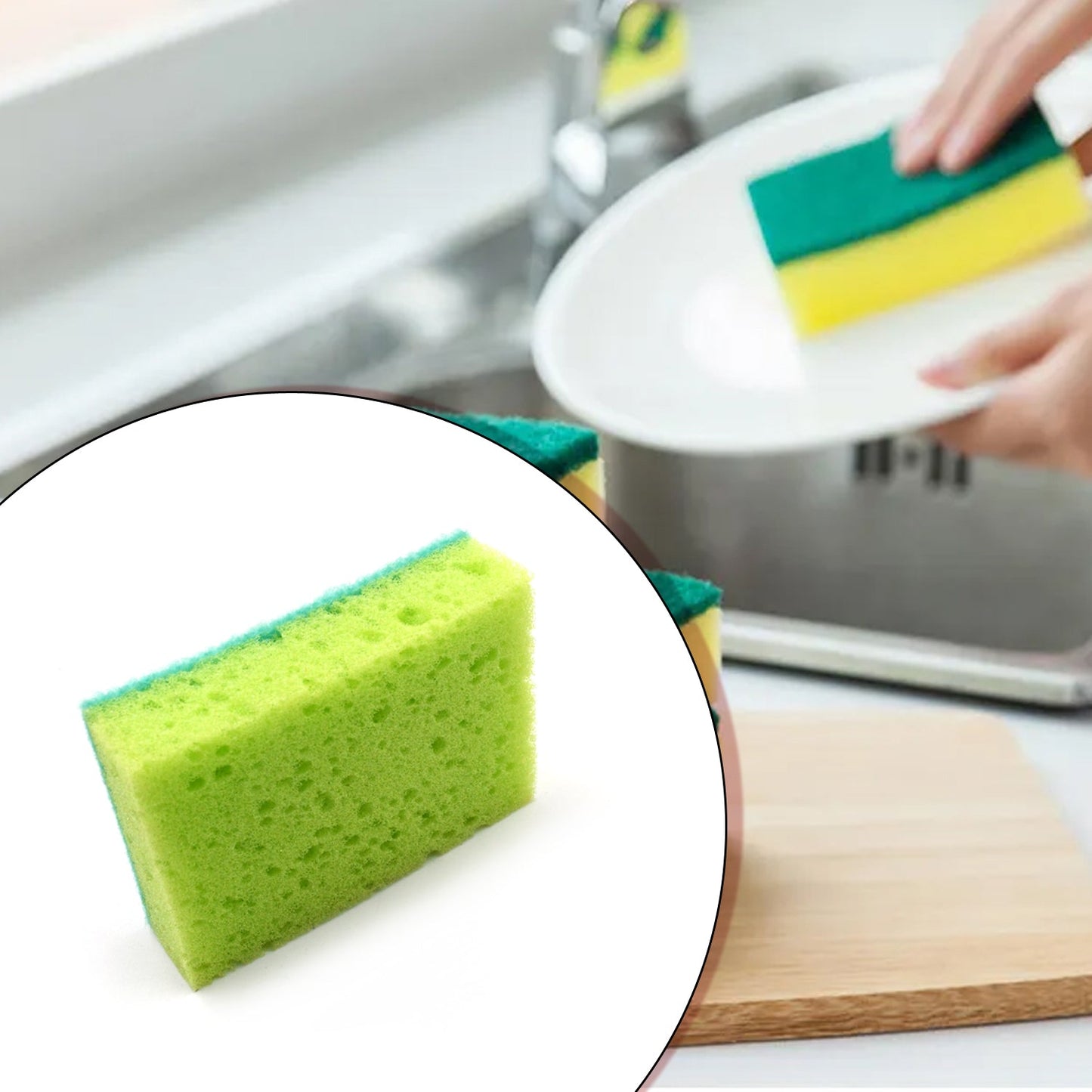 2-in-1 Multi-Purpose Scrub Sponge – Wear Resistant Dish & Furniture Cleaner (1 Pc)