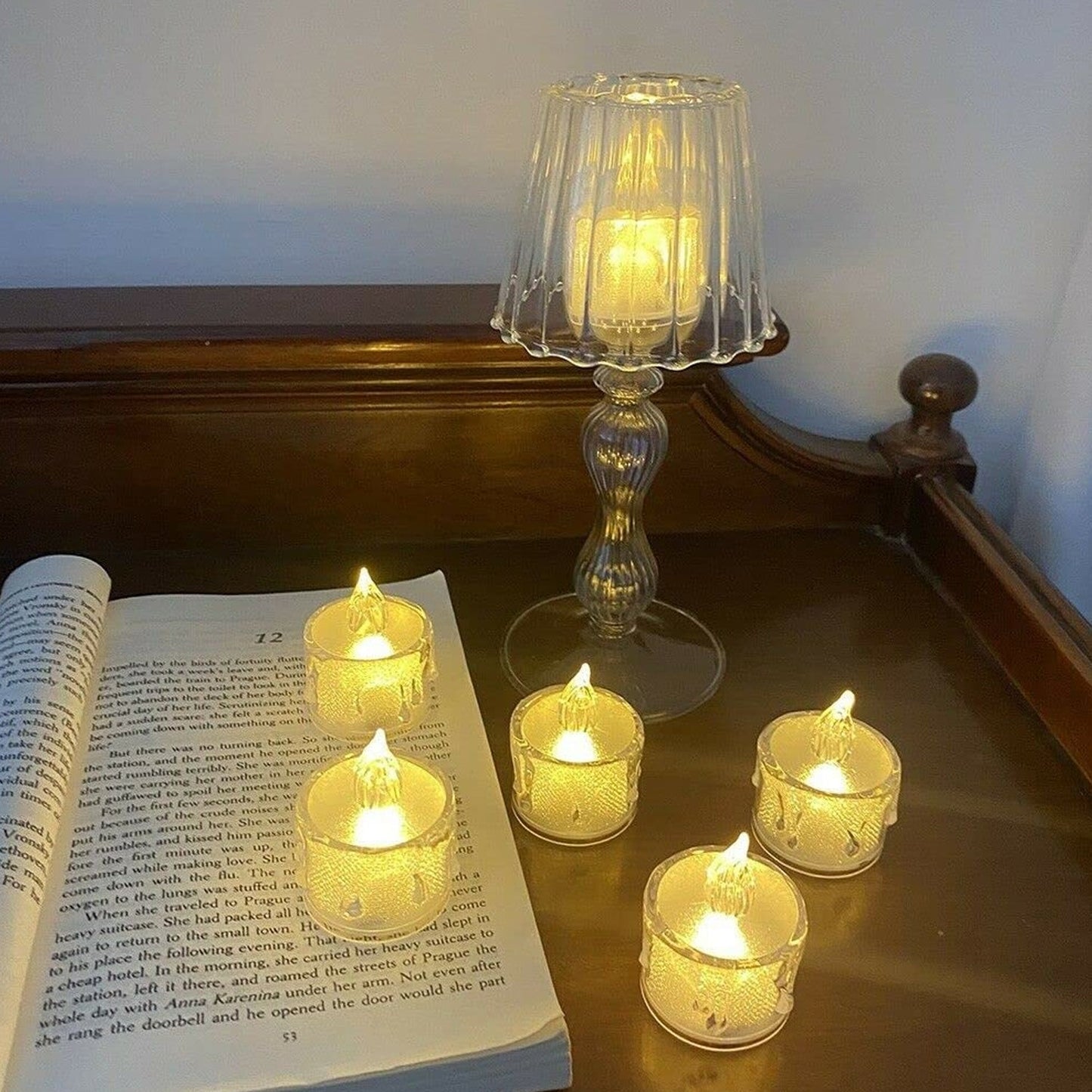 12 Pcs Flameless and Smokeless Decorative Acrylic Candles Transparent Led Tea Light Candle for Gifting, House, Diwali, Christmas, Festival, Events Decor Candles, Diwali