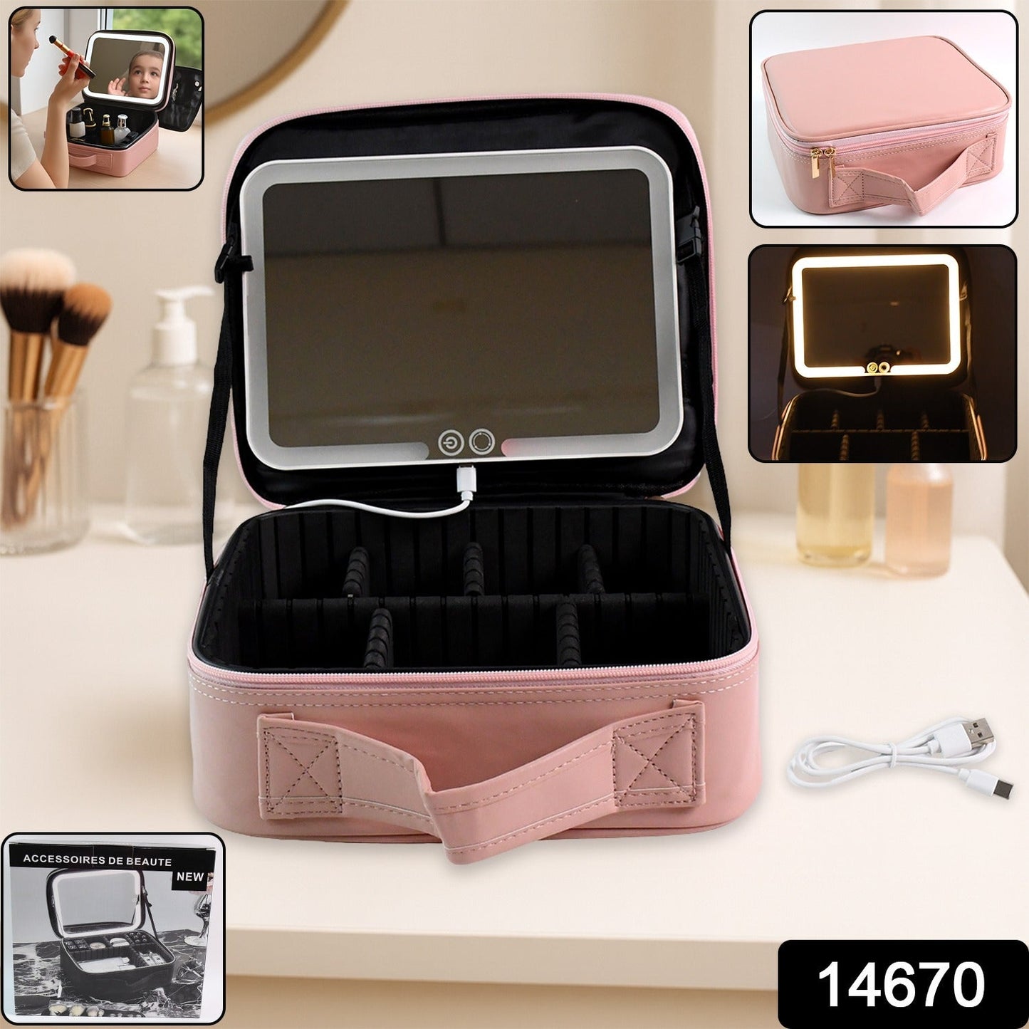 Travel Makeup Case with Lighted Mirror