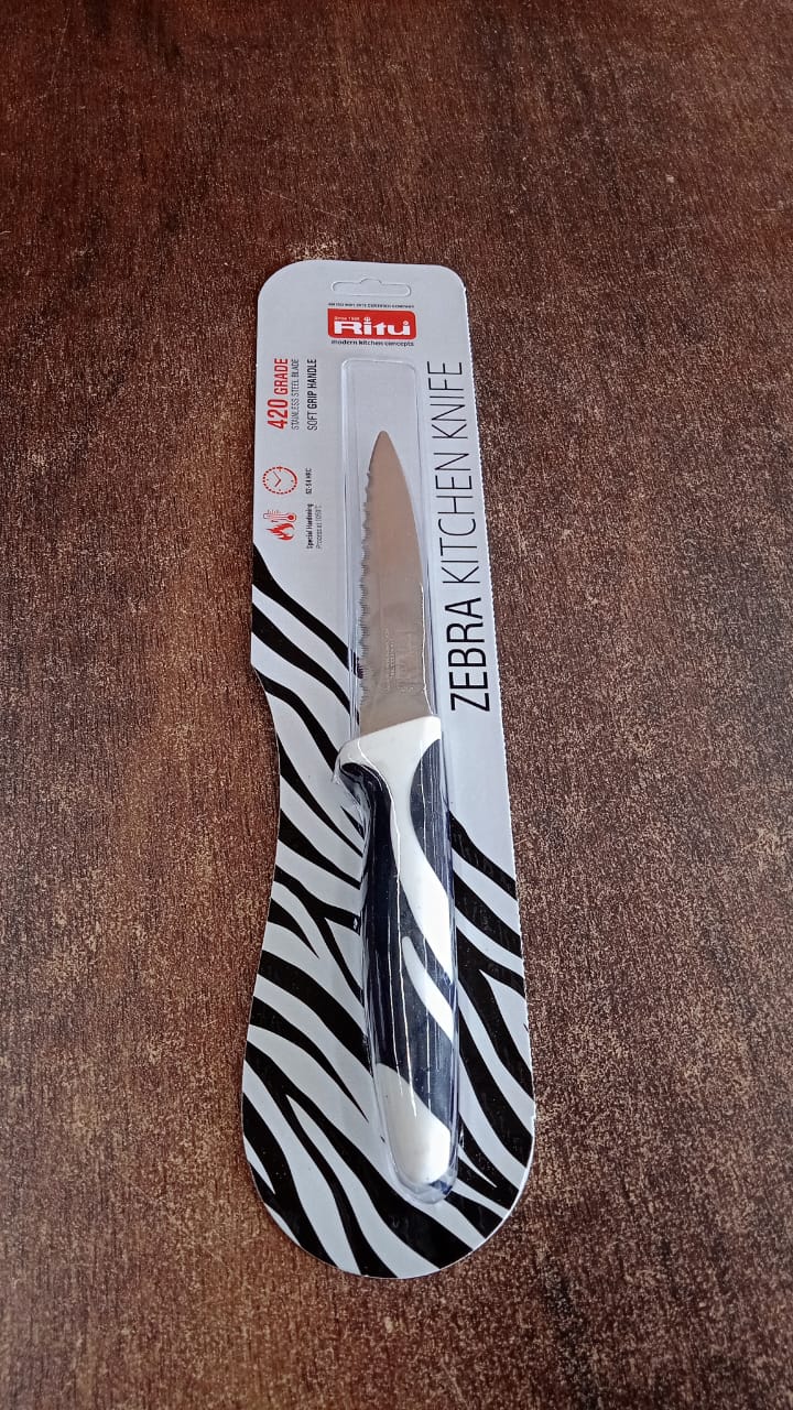 Ritu Stainless Steel Serrated Blade Zebra Kitchen Knife (1 Pc)