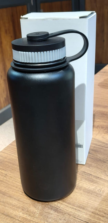 Black Stainless Steel Double Wall Vacuum-Insulated Drink Water Bottle (1000 ML)