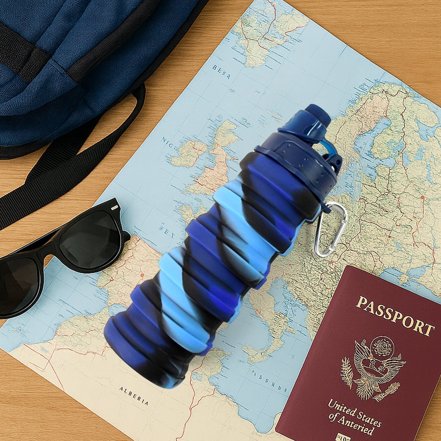 Silicone Foldable Water Bottle (1 Pc / 24 cm Foldable / 500 ML)